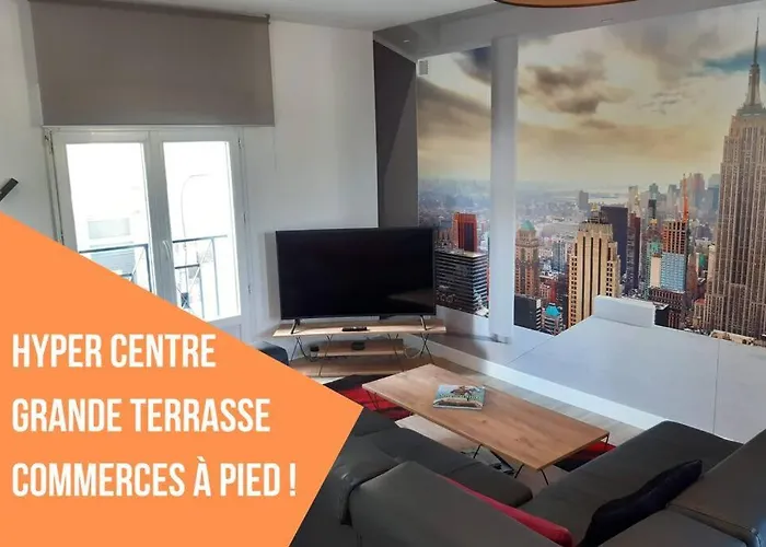 Grand T2 55m2 Le New-york En Centre - Terrasse Privee Et Parking Gratuit Apartman